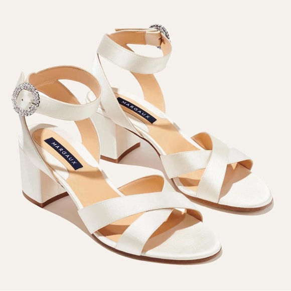 Margaux Shoes - Margaux city sandal ivory satin with crystal